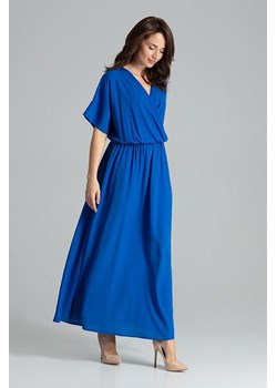 Lekko rozkloszowana sukienka kimono - szafirowa ze sklepu Cudmoda w kategorii Sukienki - zdjęcie 179653827