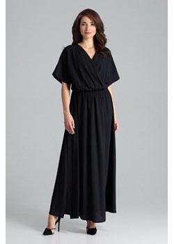 Lekko rozkloszowana sukienka kimono - czarna ze sklepu Cudmoda w kategorii Sukienki - zdjęcie 179653875