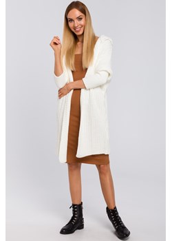 Kardigan oversize z kapturem - ecru ze sklepu Cudmoda w kategorii Swetry damskie - zdjęcie 179654075