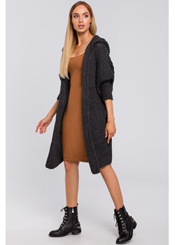 Kardigan oversize z kapturem - grafitowy ze sklepu Cudmoda w kategorii Swetry damskie - zdjęcie 179654076