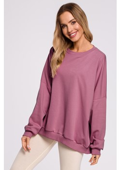 Bluza oversize ze ściągaczem na dole – wrzosowa ze sklepu Cudmoda w kategorii Bluzy damskie - zdjęcie 179654129