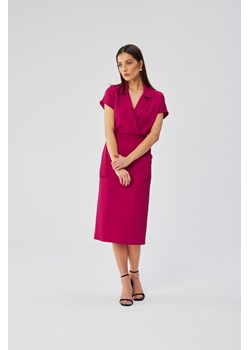 Sukienka midi z kołnierzykiem - śliwkowa - id: 2025992 - marki Stylove - 179654216 Sukienka midi z kołnierzykiem - śliwkowa ze sklepu Cudmoda w kategorii Sukienki - zdjęcie 179654216