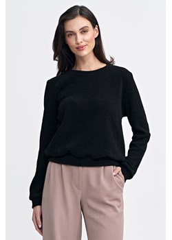 Prążkowana bluza z długim rękawem - czarna ze sklepu Cudmoda w kategorii Bluzy damskie - zdjęcie 179654335