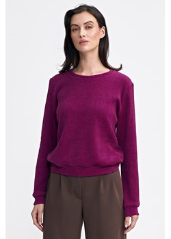 Prążkowana bluza z długim rękawem - purpurowa ze sklepu Cudmoda w kategorii Bluzy damskie - zdjęcie 179654337