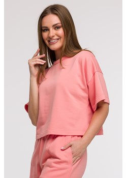Bluza oversize z krótkimi rękawami - koralowa ze sklepu Cudmoda w kategorii Bluzy damskie - zdjęcie 179654886