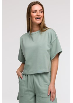 Bluza oversize z krótkimi rękawami - miętowa ze sklepu Cudmoda w kategorii Bluzy damskie - zdjęcie 179654887