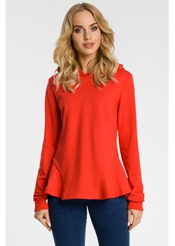 Bluza z kapturem i falbankami - czerwona ze sklepu Cudmoda w kategorii Bluzy damskie - zdjęcie 179654958