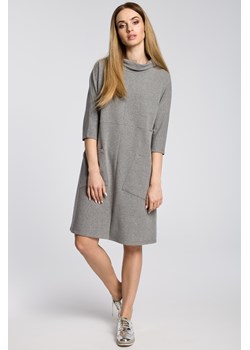 Sukienka oversize z ukośnymi kieszeniami - szara ze sklepu Cudmoda w kategorii Sukienki - zdjęcie 179655068