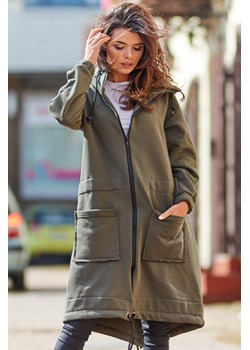 Bluza parka zapinana na zamek - khaki ze sklepu Cudmoda w kategorii Bluzy damskie - zdjęcie 179655118