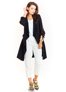 Dzianinowa bluza typu trencz - czarna ze sklepu Cudmoda w kategorii Bluzy damskie - zdjęcie 179655125