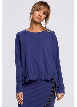 Bluza z klamerkami i lampasami - indygo ze sklepu Cudmoda w kategorii Bluzy damskie - zdjęcie 179655448