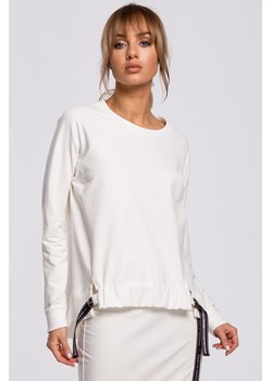 Bluza z klamerkami i lampasami - ecru ze sklepu Cudmoda w kategorii Bluzy damskie - zdjęcie 179655449