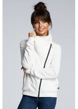 Bluza z ukośnym zamkiem - ecru ze sklepu Cudmoda w kategorii Bluzy damskie - zdjęcie 179655569