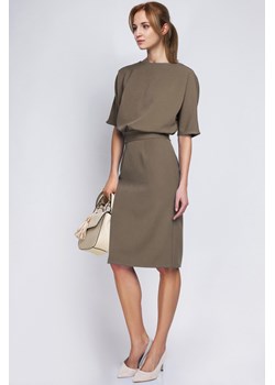 Sukienka mini z luźną górą - khaki ze sklepu Cudmoda w kategorii Sukienki - zdjęcie 179655689