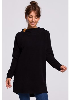 Asymetryczna bluza z kapturem - czarna ze sklepu Cudmoda w kategorii Bluzy damskie - zdjęcie 179655837