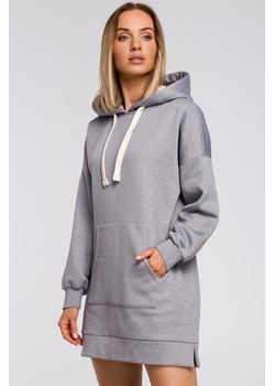 Bluza oversize z kieszenią typu kangurek - stalowa ze sklepu Cudmoda w kategorii Bluzy damskie - zdjęcie 179655888