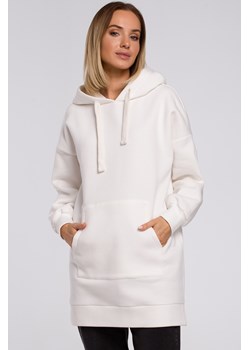Bluza oversize z kieszenią typu kangurek - ecru ze sklepu Cudmoda w kategorii Bluzy damskie - zdjęcie 179655889