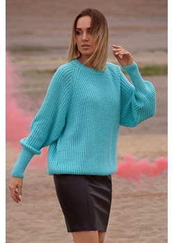 Sweter prążek pod szyję - seledynowy ze sklepu Cudmoda w kategorii Swetry damskie - zdjęcie 179655895