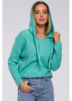 Sweter z kapturem - seledynowy ze sklepu Cudmoda w kategorii Swetry damskie - zdjęcie 179655907