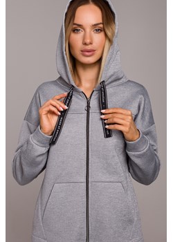 Bluza z kapturem zasuwana na zamek - stalowa ze sklepu Cudmoda w kategorii Bluzy damskie - zdjęcie 179655996