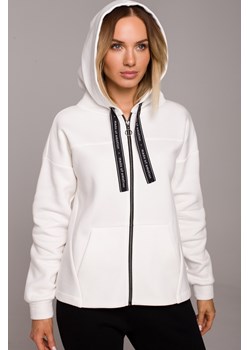Bluza z kapturem zasuwana na zamek - ecru ze sklepu Cudmoda w kategorii Bluzy damskie - zdjęcie 179655997
