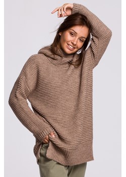 Sweter oversize z golfem - cappuccino ze sklepu Cudmoda w kategorii Swetry damskie - zdjęcie 179656035