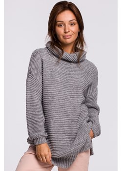 Sweter oversize z golfem - szary melanż ze sklepu Cudmoda w kategorii Swetry damskie - zdjęcie 179656037