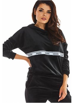Ciepła bluza z weluru - czarna ze sklepu Cudmoda w kategorii Bluzy damskie - zdjęcie 179656185