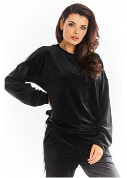 Prosta bluza z lampasami - czarna ze sklepu Cudmoda w kategorii Bluzy damskie - zdjęcie 179656195