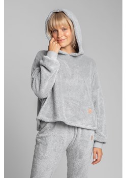 Pluszowa bluza z kapturem - popielata ze sklepu Cudmoda w kategorii Bluzy damskie - zdjęcie 179656289