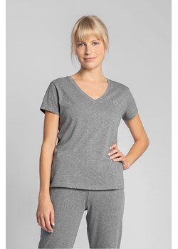 T-shirt do spania z dekoltem w serek - szara ze sklepu Cudmoda w kategorii Piżamy damskie - zdjęcie 179656327