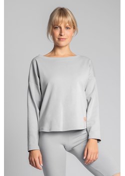 Bawełniana bluza z dzianiny prążkowanej - popielata ze sklepu Cudmoda w kategorii Bluzy damskie - zdjęcie 179656438