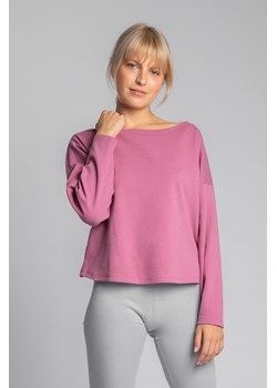 Bawełniana bluza z dzianiny prążkowanej - wrzosowa ze sklepu Cudmoda w kategorii Bluzy damskie - zdjęcie 179656439