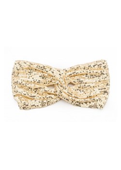 Opaska bandana na głowę - beżowa-cekiny ze sklepu Cudmoda w kategorii Opaski damskie - zdjęcie 179656506