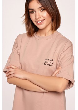 Sukienka t-shirtowa midi - mokka ze sklepu Cudmoda w kategorii Sukienki - zdjęcie 179656648