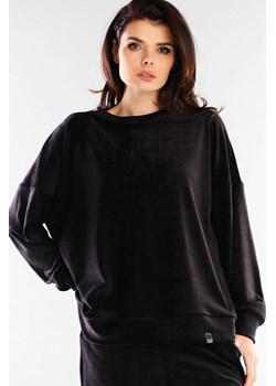 Bluza oversize z weluru - czarna ze sklepu Cudmoda w kategorii Bluzy damskie - zdjęcie 179656926