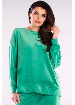 Bluza oversize z weluru - zielona ze sklepu Cudmoda w kategorii Bluzy damskie - zdjęcie 179656927