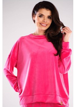 Bluza oversize z weluru - różowa ze sklepu Cudmoda w kategorii Bluzy damskie - zdjęcie 179656929