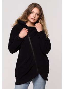 Bluza - tunika z kołnierzem i kapturem - czarna ze sklepu Cudmoda w kategorii Bluzy damskie - zdjęcie 179657016