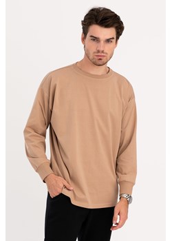 Bluzka męska longsleeve z nadrukiem - orzechowa ze sklepu Cudmoda w kategorii T-shirty męskie - zdjęcie 179657065