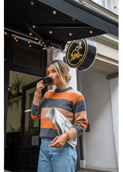 Sweter w pasy wielokolorowe - model 4 ze sklepu Cudmoda w kategorii Swetry damskie - zdjęcie 179657149