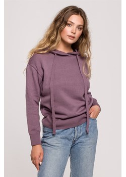 Sweter damski z kapturem - wrzosowy ze sklepu Cudmoda w kategorii Bluzy damskie - zdjęcie 179657157