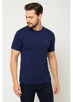T-shirt męski pod marynarkę - granatowy ze sklepu Cudmoda w kategorii T-shirty męskie - zdjęcie 179657278