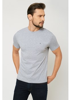 T-shirt męski pod marynarkę - szary ze sklepu Cudmoda w kategorii T-shirty męskie - zdjęcie 179657279