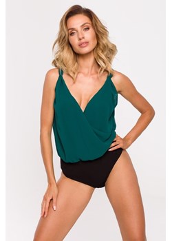 Stylowe szyfonowe body - zielone ze sklepu Cudmoda w kategorii Body damskie - zdjęcie 179657437