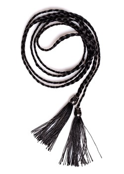 Pasek z plecionego sznurka boho z frędzlami na końcach - czarny - id: 2013692 - marki Cudmoda - 179657529 Pasek z plecionego sznurka boho z frędzlami na końcach - czarny ze sklepu Cudmoda w kategorii Paski damskie - zdjęcie 179657529