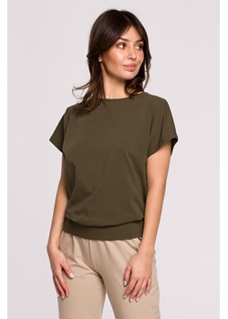 Bluzka z wycięciami na plecach - khaki ze sklepu Cudmoda w kategorii Bluzki damskie - zdjęcie 179657595