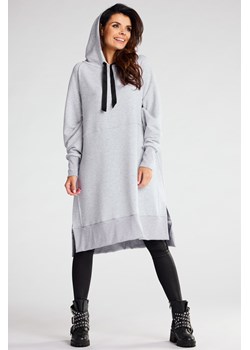 Bluza oversize z rozcięciami po bokach - szara ze sklepu Cudmoda w kategorii Bluzy damskie - zdjęcie 179657915
