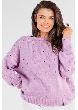 Sweter z dziurkami - fioletowy ze sklepu Cudmoda w kategorii Swetry damskie - zdjęcie 179658037
