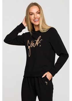 Bluza dresowa z haftem - czarna ze sklepu Cudmoda w kategorii Bluzy damskie - zdjęcie 179658167